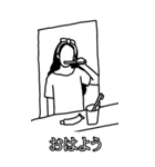 線画の働くお姉さん 日本語字幕ver（個別スタンプ：29）