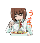 1いいね1円で晩ごはんを食べる腹ペコ女子（個別スタンプ：3）