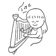 [LINEスタンプ] 音楽家シリーズ！ハープ女の子