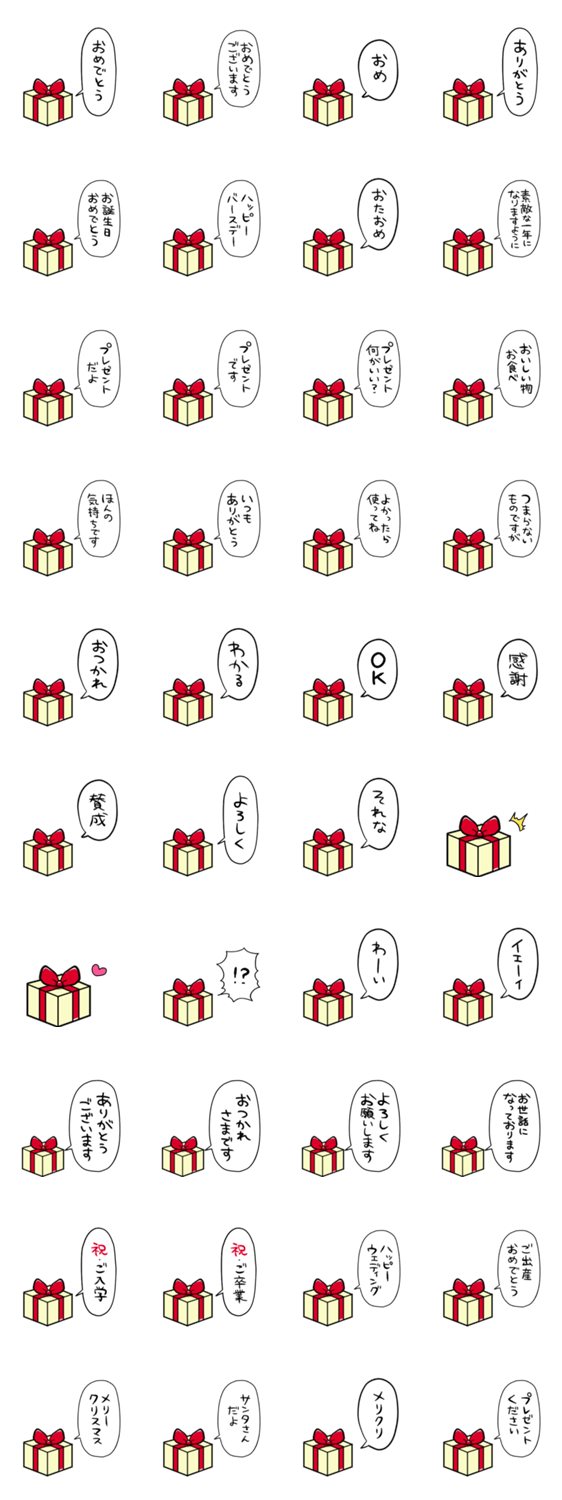 しゃべるプレゼントボックスのスタンプ詳細