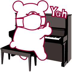 [LINEスタンプ] 動くクマ。クマなのにマスク着用でピアノ。