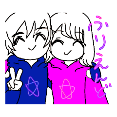 [LINEスタンプ] ピンク女子とブルー男子