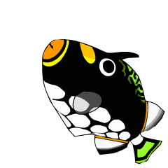 [LINEスタンプ] ばきばき泳ぐ熱帯魚 モンガラカワハギ