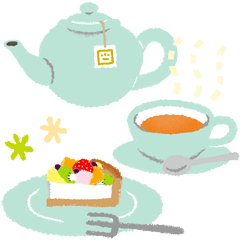 [LINEスタンプ] お茶と甘い物でお疲れ様の画像（メイン）