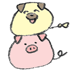 [LINEスタンプ] 犬くんとブタくん