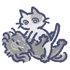 [LINEスタンプ] くろいいぬとぶちねこ
