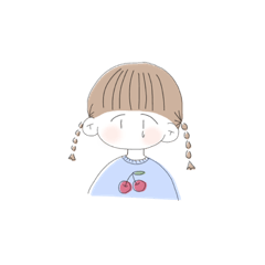 [LINEスタンプ] 三つ編みの女の子(青)