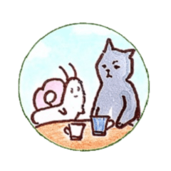 [LINEスタンプ] かたつむりとスレンダーキャットさん