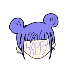 [LINEスタンプ] ムラサキ アタマ ノ オンナノコ