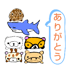 [LINEスタンプ] 首がないキリン、 シロクマ  、  カバ