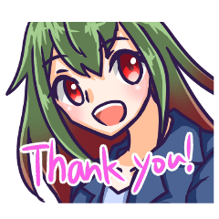 [LINEスタンプ] 緑と赤のグラデーション髪の女の子