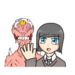 [LINEスタンプ] ぱっつん娘とクリーチャー