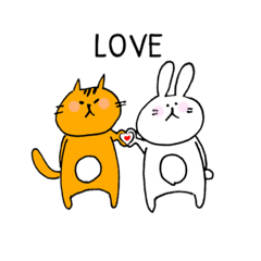 [LINEスタンプ] しろうさぎとおれんじねこ