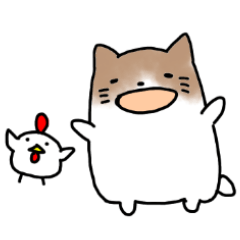 [LINEスタンプ] ネコとニワトリ