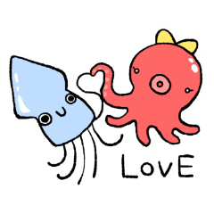 [LINEスタンプ] 恋するイカくん＆タコちゃん