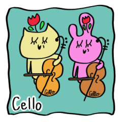[LINEスタンプ] チェロねことチェロうさぎの仲良しスタンプ