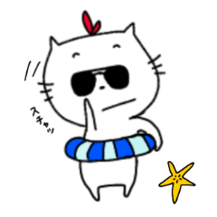 [LINEスタンプ] にゅこ丸☆ちょっと夏☆ねこ