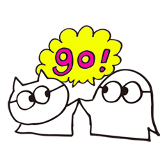 [LINEスタンプ] めがねの村のねことおばけ