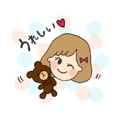 [LINEスタンプ] やさしい女の子とくまの生活