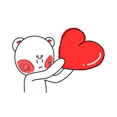 [LINEスタンプ] ピンクの頬を持つ白いクマはボーレ