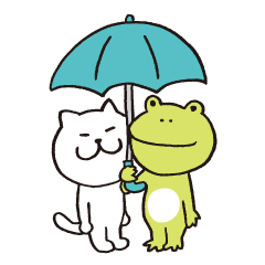 [LINEスタンプ] 梅雨に蛙と猫とカタツムリ