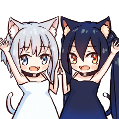 [LINEスタンプ] ネコミミ少女のシロとクロ