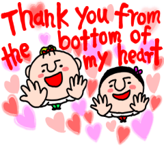 Thank you with iove stamp