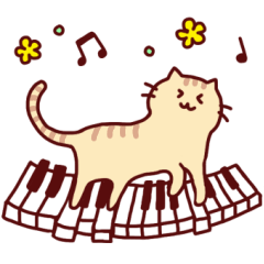 [LINEスタンプ] ピアノと猫のスタンプ♪【鍵盤づくし40種】の画像（メイン）