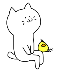 [LINEスタンプ] 白ねことひよこ