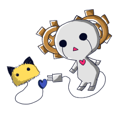 [LINEスタンプ] ねずみロボットとネコ