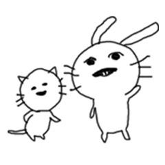[LINEスタンプ] 日本語学校のウサギとネコ