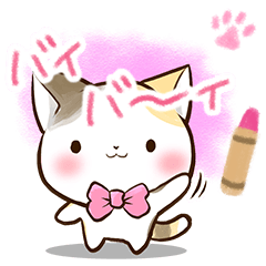 [LINEスタンプ] リボンと三毛猫【クレヨン編】