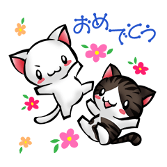 [LINEスタンプ] 仲良し白猫くんとキジ白くん