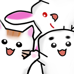 [LINEスタンプ] 猫とマシュマロウサギのビッグスタンプの画像（メイン）