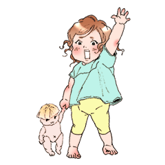 [LINEスタンプ] くるくるヘアの女の子