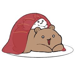 [LINEスタンプ] うさぎとくま（食って寝る）