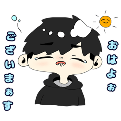 [LINEスタンプ] 黒色パーカー男子