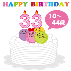 [LINEスタンプ] 10～44歳・年齢の誕生日お祝いケーキの画像（メイン）