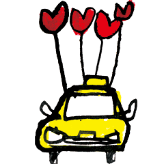 [LINEスタンプ] 黄色いタクシーが運ぶハートたち
