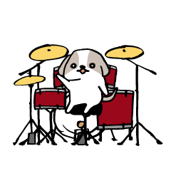 [LINEスタンプ] ドラマーのためのドラム犬スタンプ2の画像（メイン）
